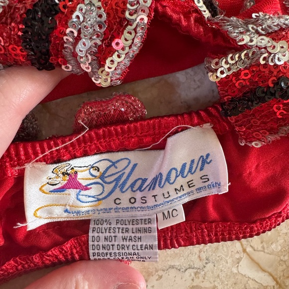 Glamour Costumes Red Sequin 2 Piece Dance Costume - Picture 7 of 13